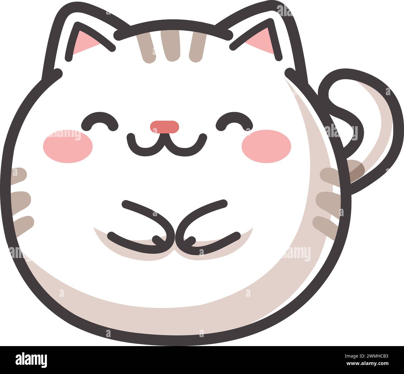 Gatto bianco Tubby in stile kawaii Illustrazione Vettoriale