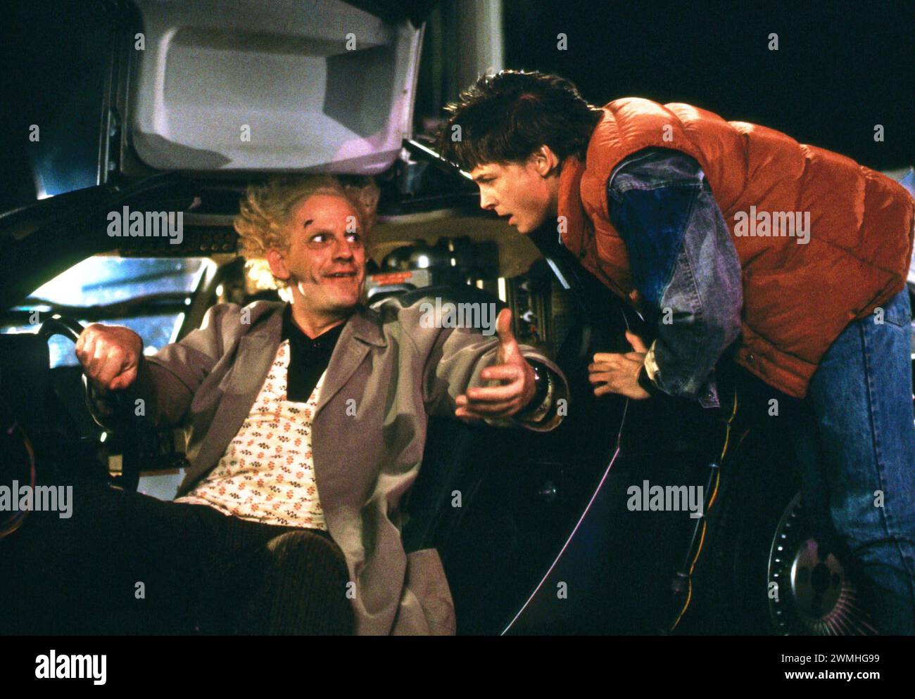 Ritorno al futuro 1985 Christopher Lloyd & Michael J. Fox Foto Stock