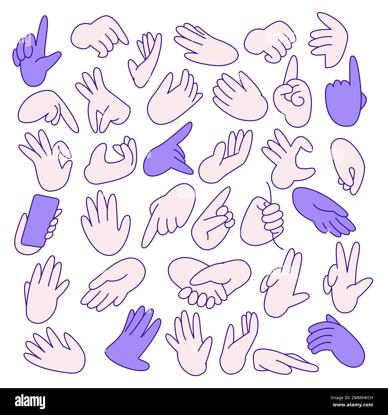 Pose e gesti della mano. Illustrazione Vettoriale