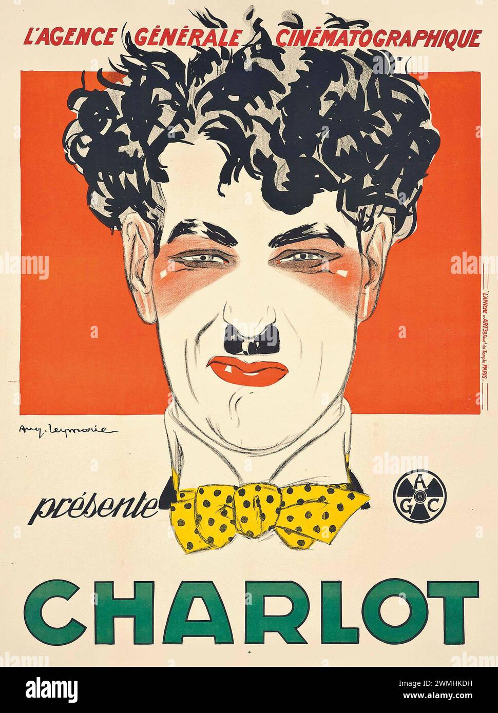 Poster del film francese d'epoca per Charlie Chaplin Movie, 'Charlot' 1918 Foto Stock