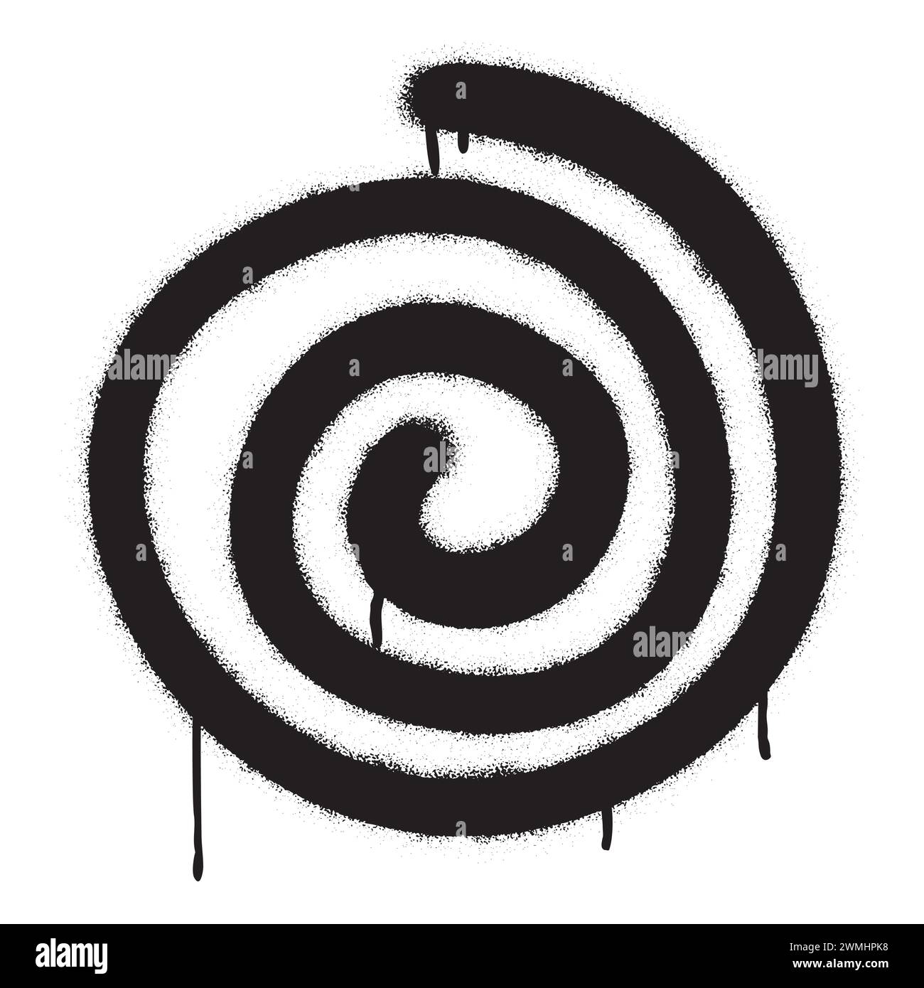 Simbolo a spirale per graffiti spray. Rappresenta il viaggio e il cambiamento di vita mentre si svolge, prendendo un passaggio simile a un labirinto che porta alla fonte. Illustrazione Vettoriale