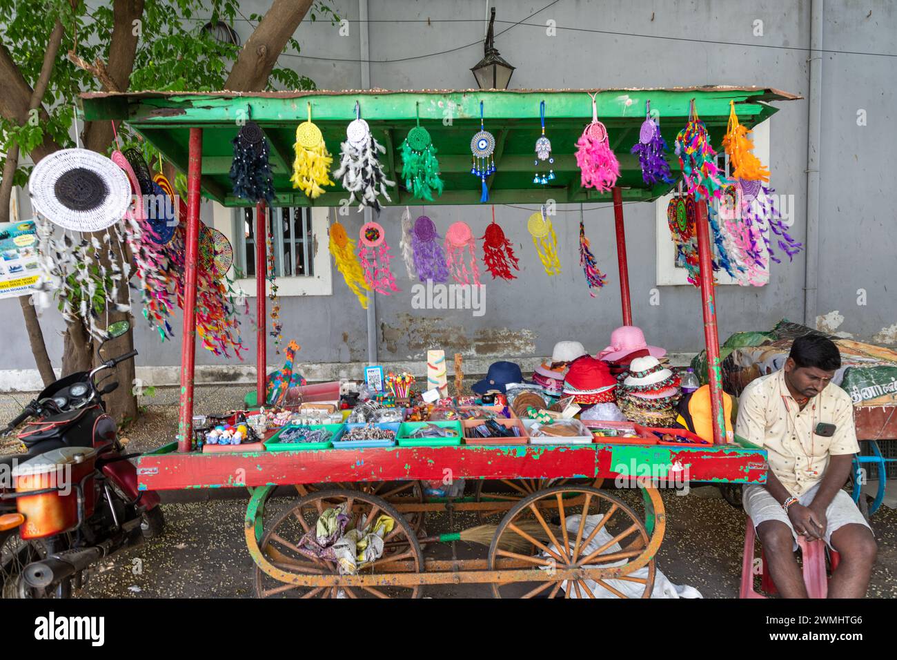 Street Market Stall Pondicherry, India Foto Stock