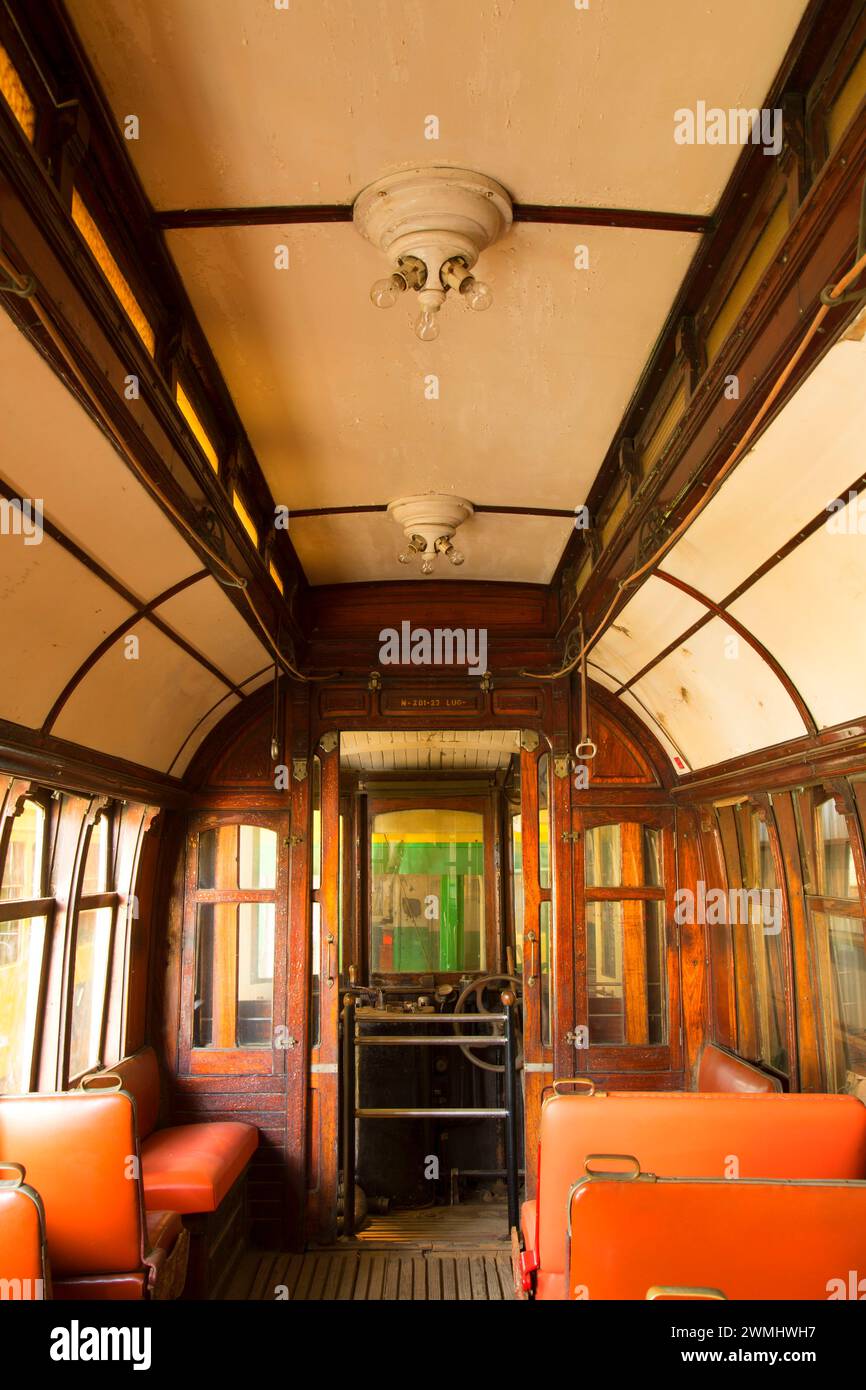 Porto tram presso la Oregon elettrica ferroviaria Museum, grande Oregon Steam-Up, antichi Powerland, Brooks, Oregon Foto Stock