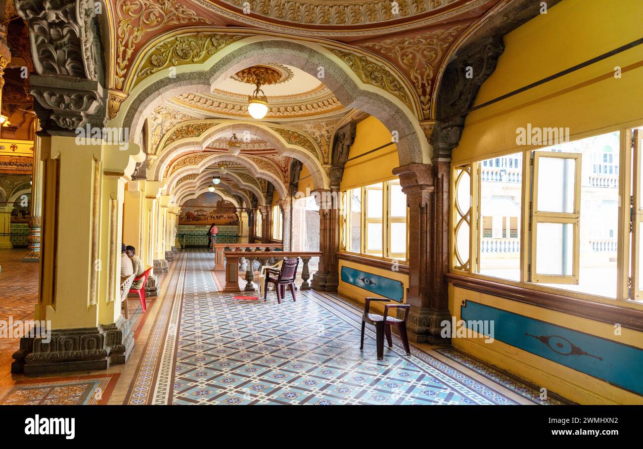 Interno del Palazzo a Mysore, Karnataka, India Foto Stock