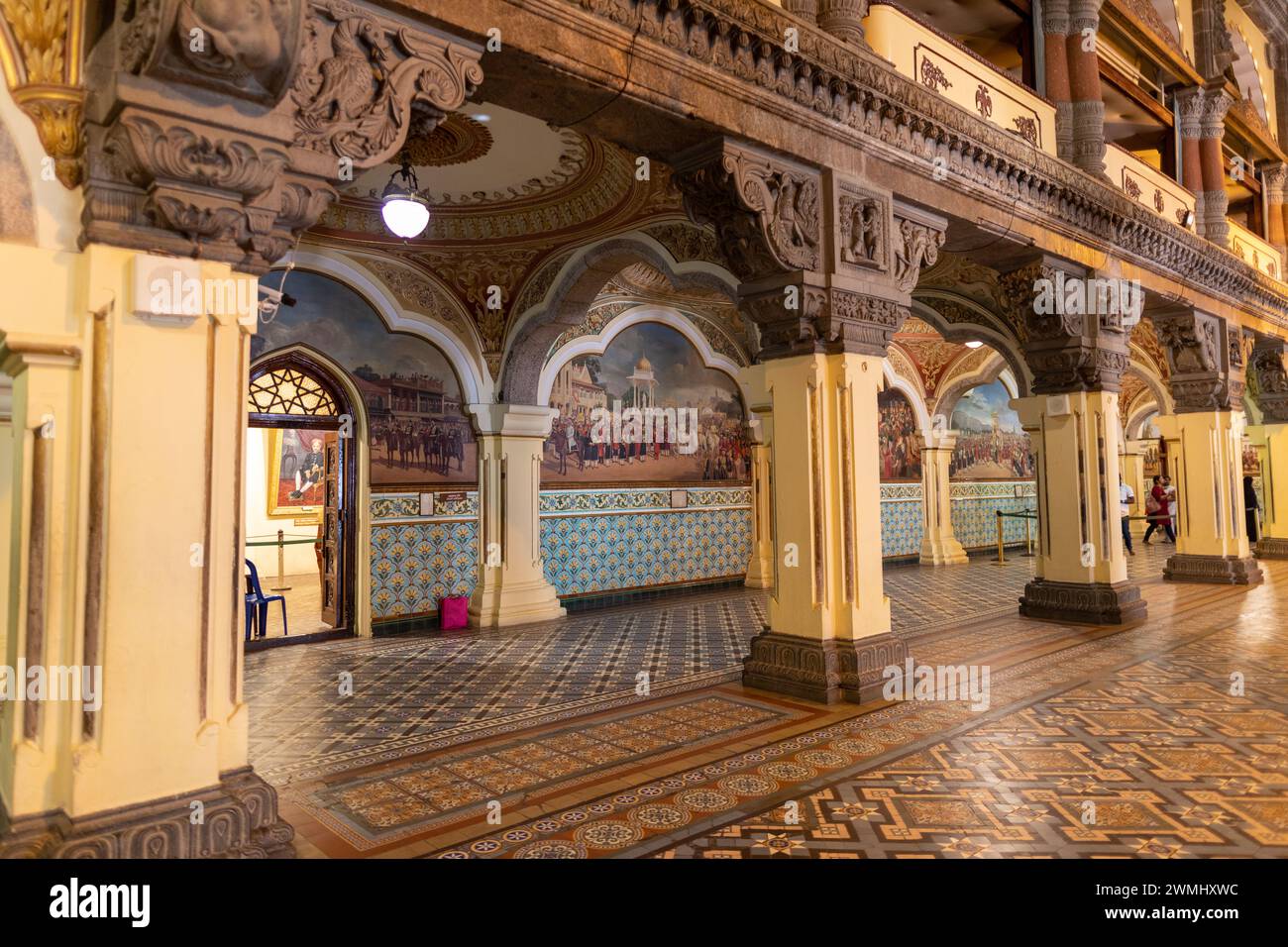 Interno del Palazzo a Mysore, Karnataka, India Foto Stock
