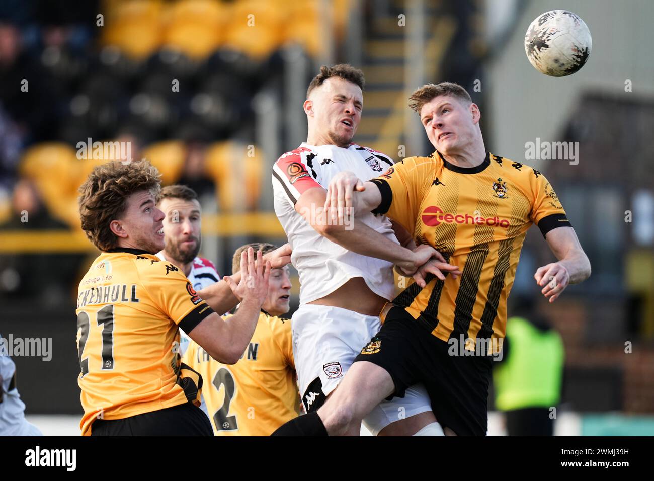 Southport V Hereford6 febbraio 2024 Vanarama National League North, BIG HELP STADIUM SOUTHPORT INGHILTERRA 24 febbraio 2024 Goalmouth action durante la partita Vanarama National League North tra Southport FC e Hereford FC (foto Alan Edwards per F2images). Solo uso editoriale. Foto Stock