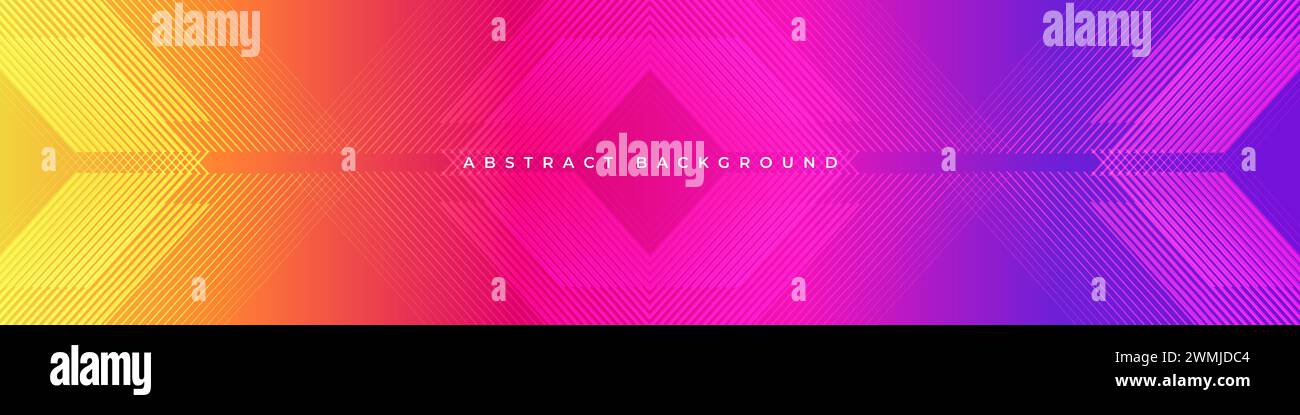 Ampio banner moderno e colorato con linee geometriche e frecce a righe. Illustrazione vettoriale sfondo colorato per banner e copertina Illustrazione Vettoriale