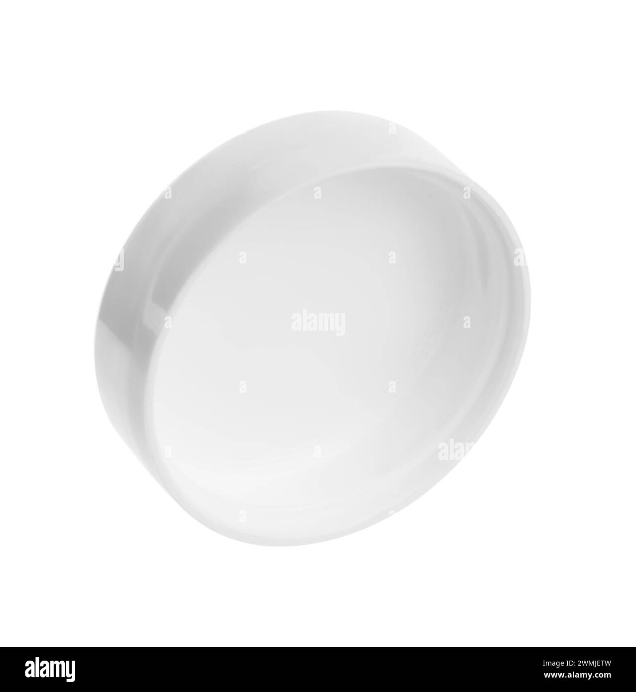 Un tappo per flacone in plastica isolato su bianco Foto Stock