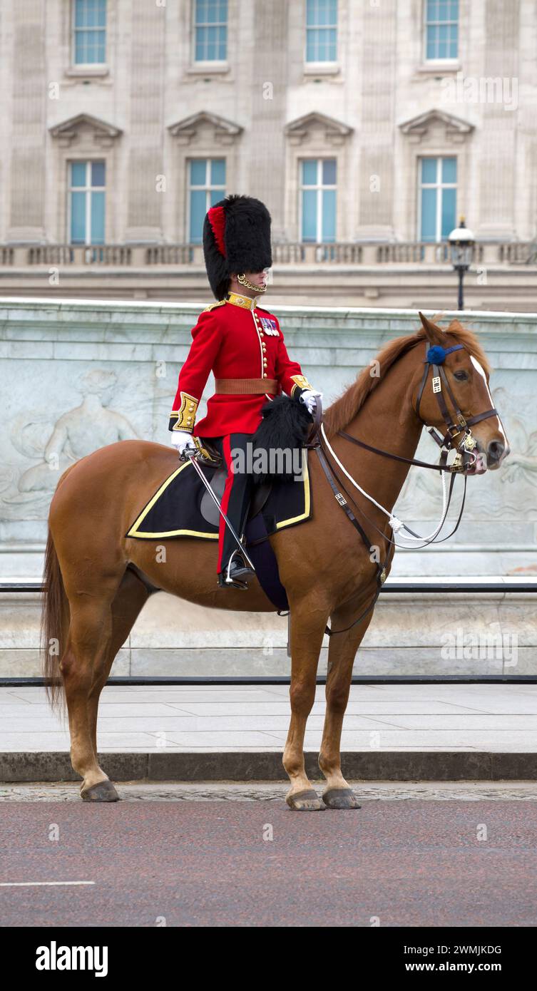 Ufficiale delle guardie Coldstream montato in Trooping the Coour Color 2023 Buckingham Palace Westminster London Foto Stock