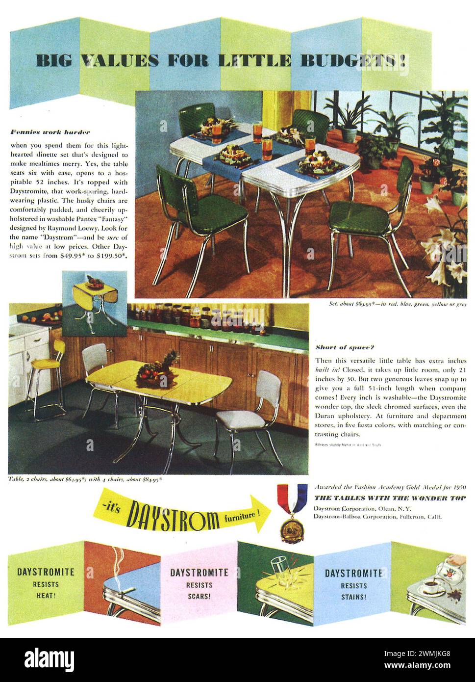 Annuncio a stampa per mobili Daystrom 1950 Foto Stock