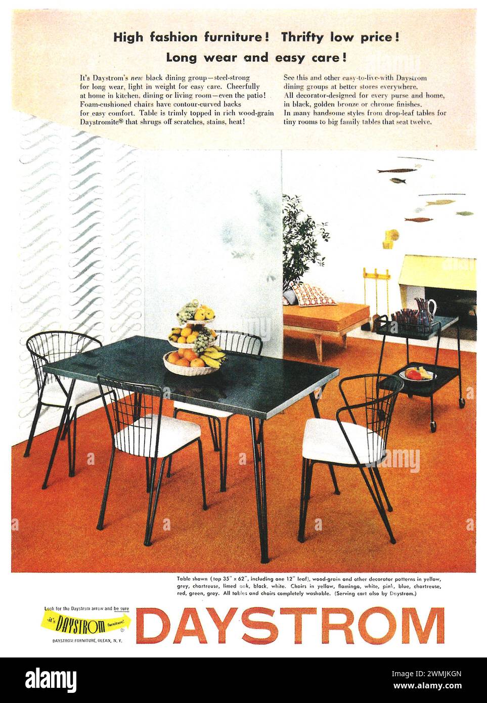 Annuncio a stampa per mobili Daystrom 1954 "Mobili di alta moda" a prezzi bassi! Indossate a lungo una cura facile!" Foto Stock