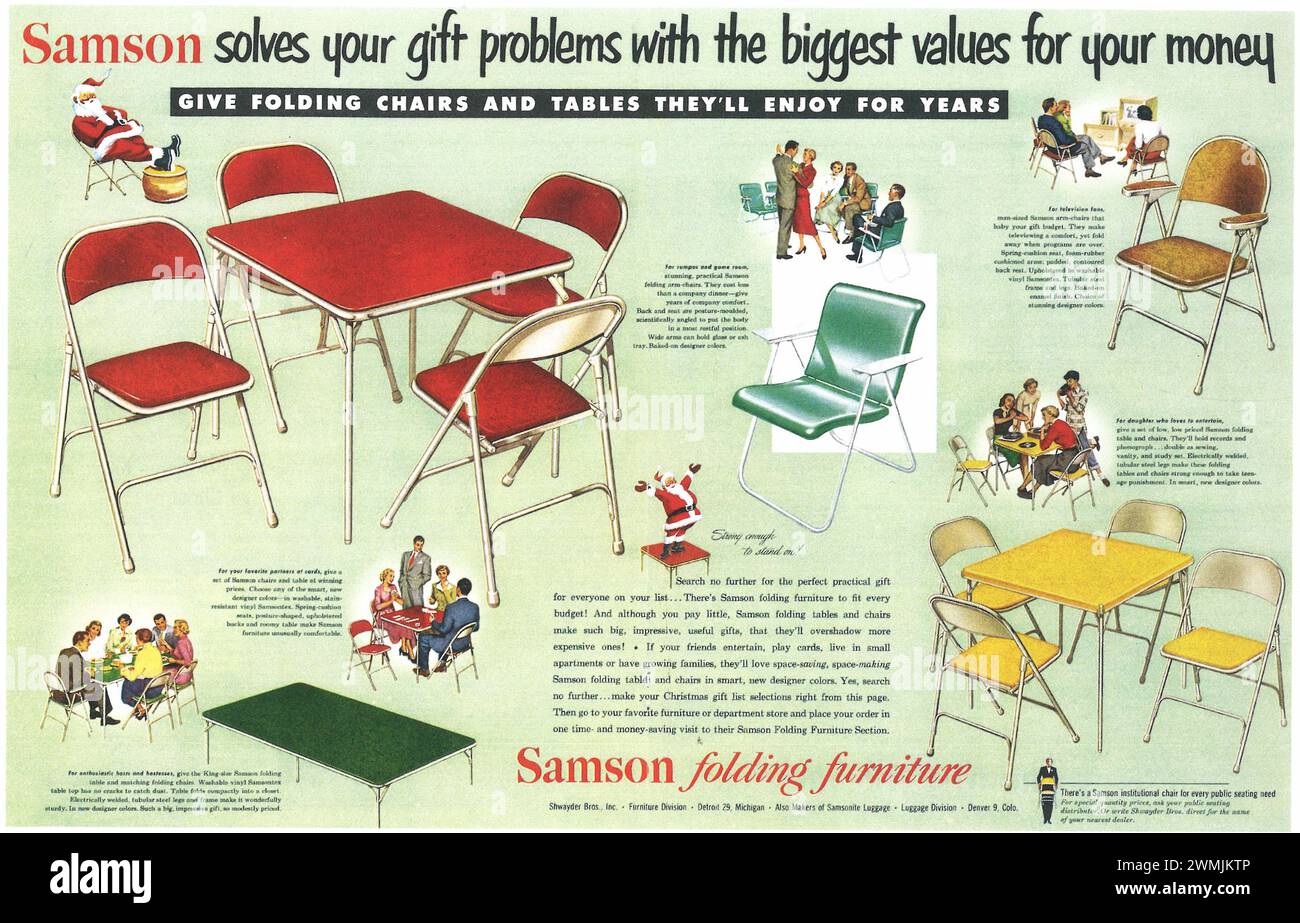 1950 annuncio a stampa Samson per mobili pieghevoli Foto Stock