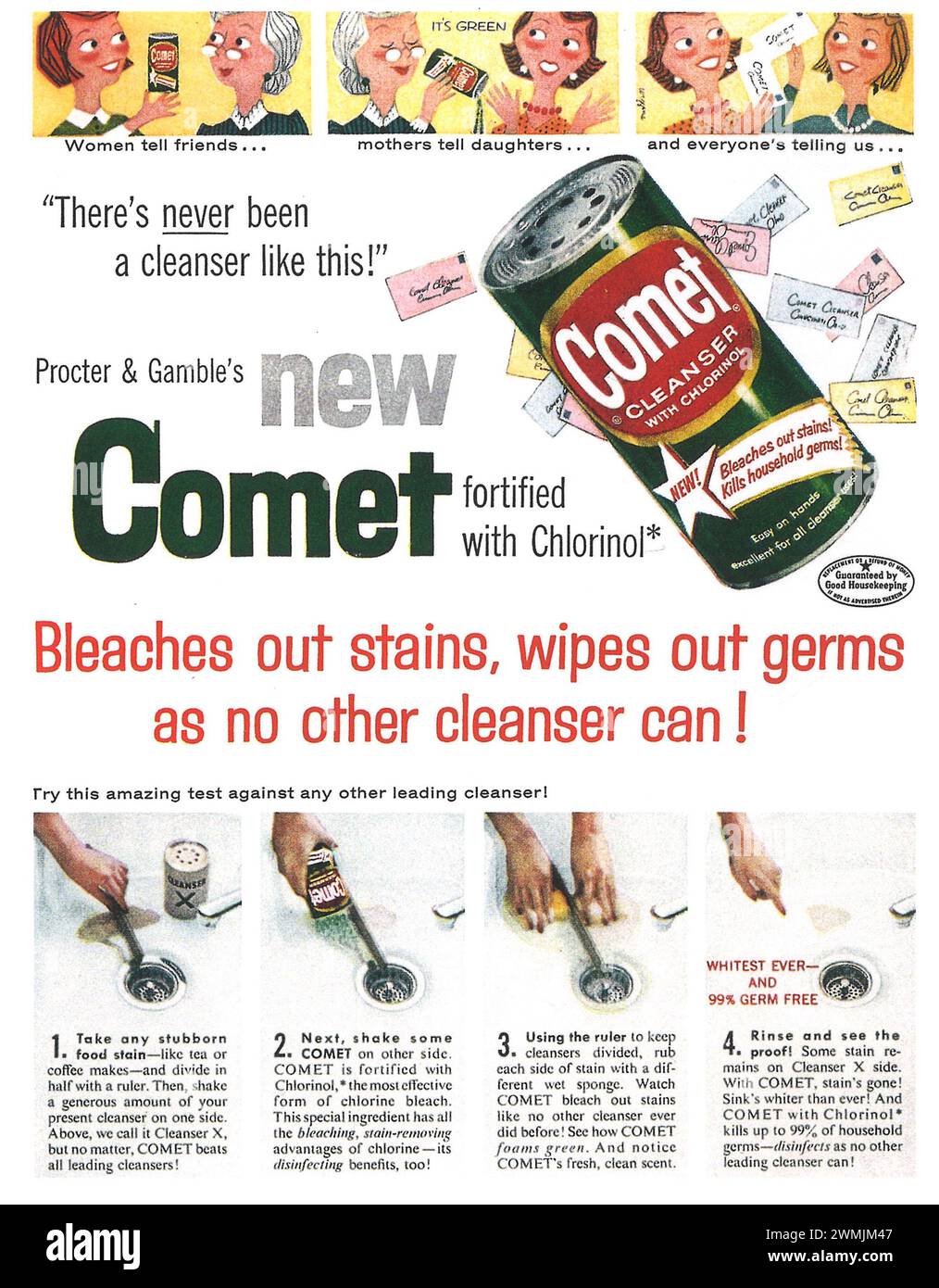 Annuncio a stampa del detergente Comet Procter & Gamble anni '1950 Foto Stock