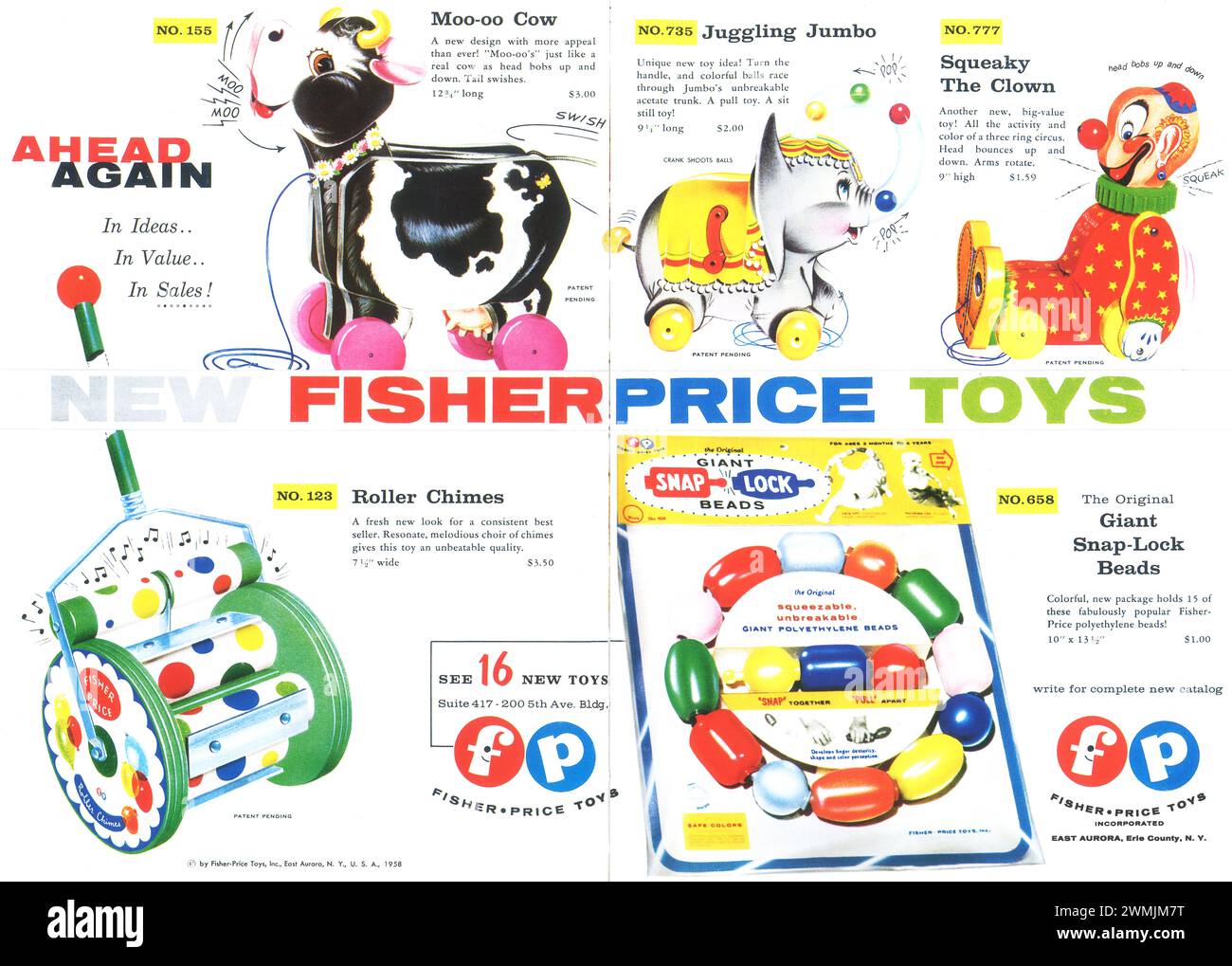 1958 pubblicità a mezzo stampa Fisher Price Toys Foto Stock