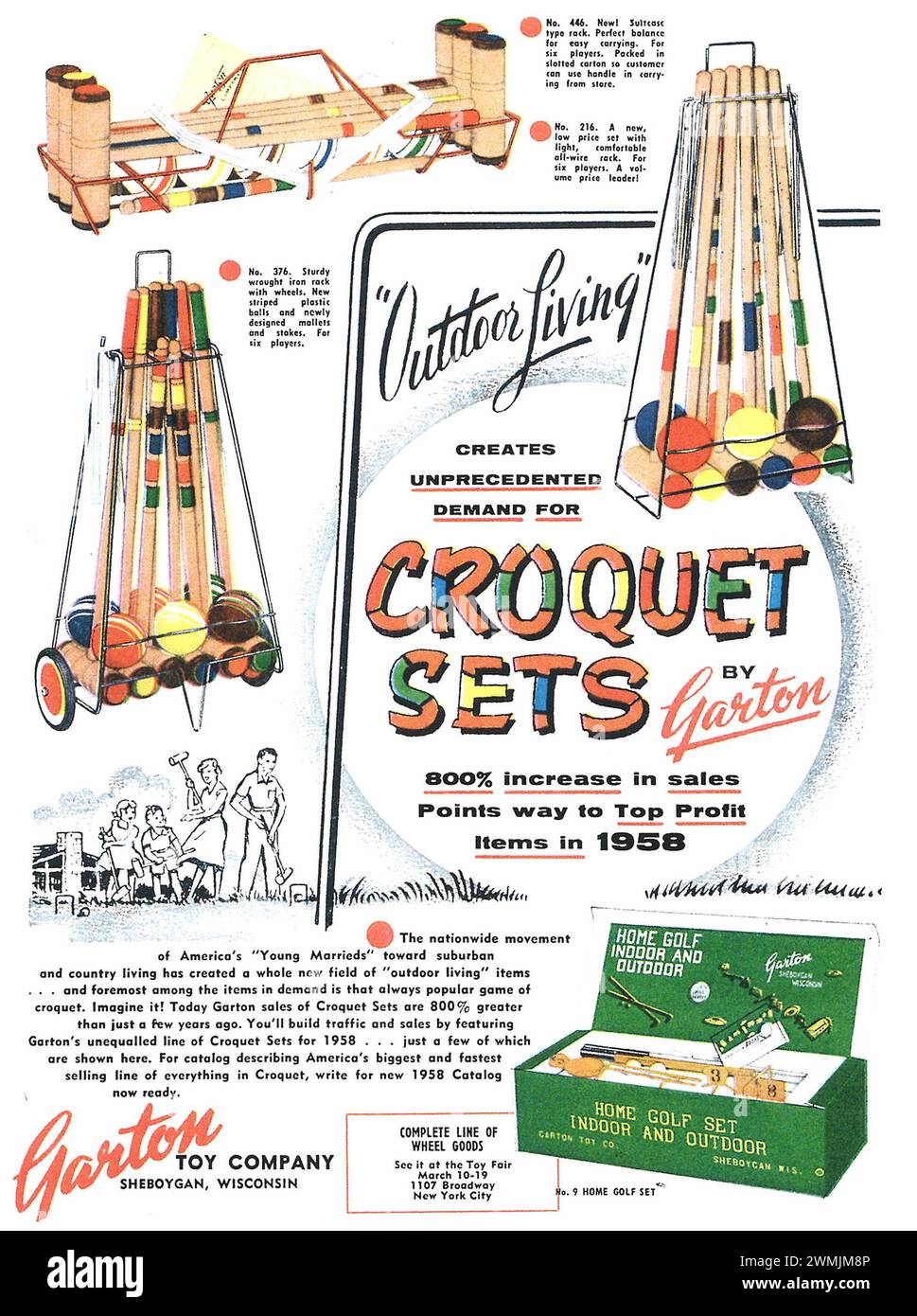 1958 Garton Toy Company Croquet Set annuncio a stampa Foto Stock
