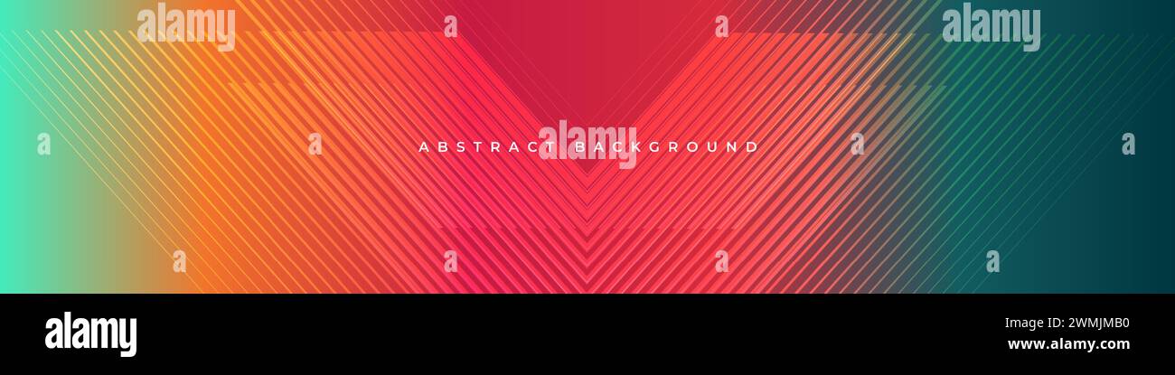 Ampio banner moderno e colorato con linee geometriche e frecce a righe. Illustrazione vettoriale sfondo colorato per banner e copertina Illustrazione Vettoriale