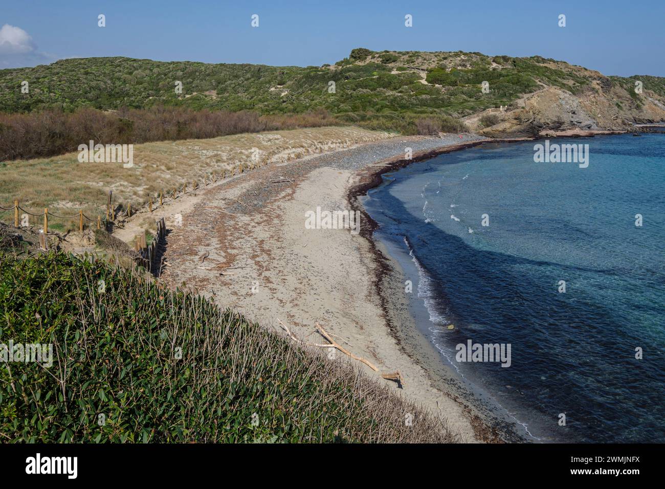 Spiaggia di Tortuga, Parco Naturale s'Albufera des Grau, Minorca, Isole Baleari, Spagna Foto Stock