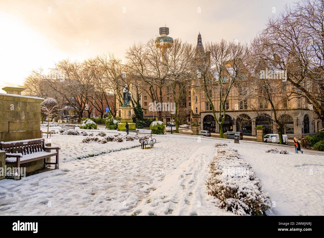 St JohnÕs Garden Liverpool nella neve Foto Stock