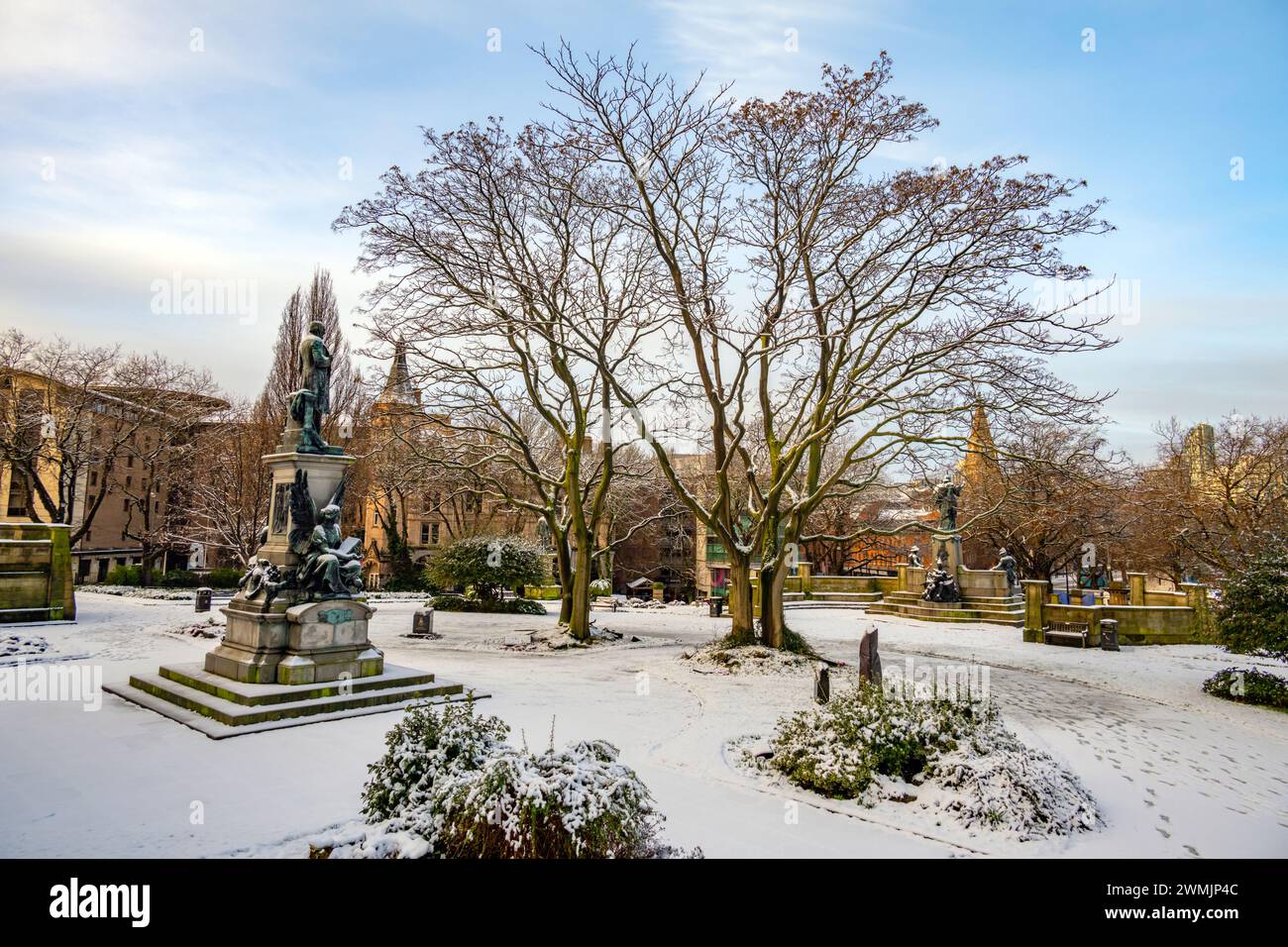 St JohnÕs Garden Liverpool nella neve Foto Stock