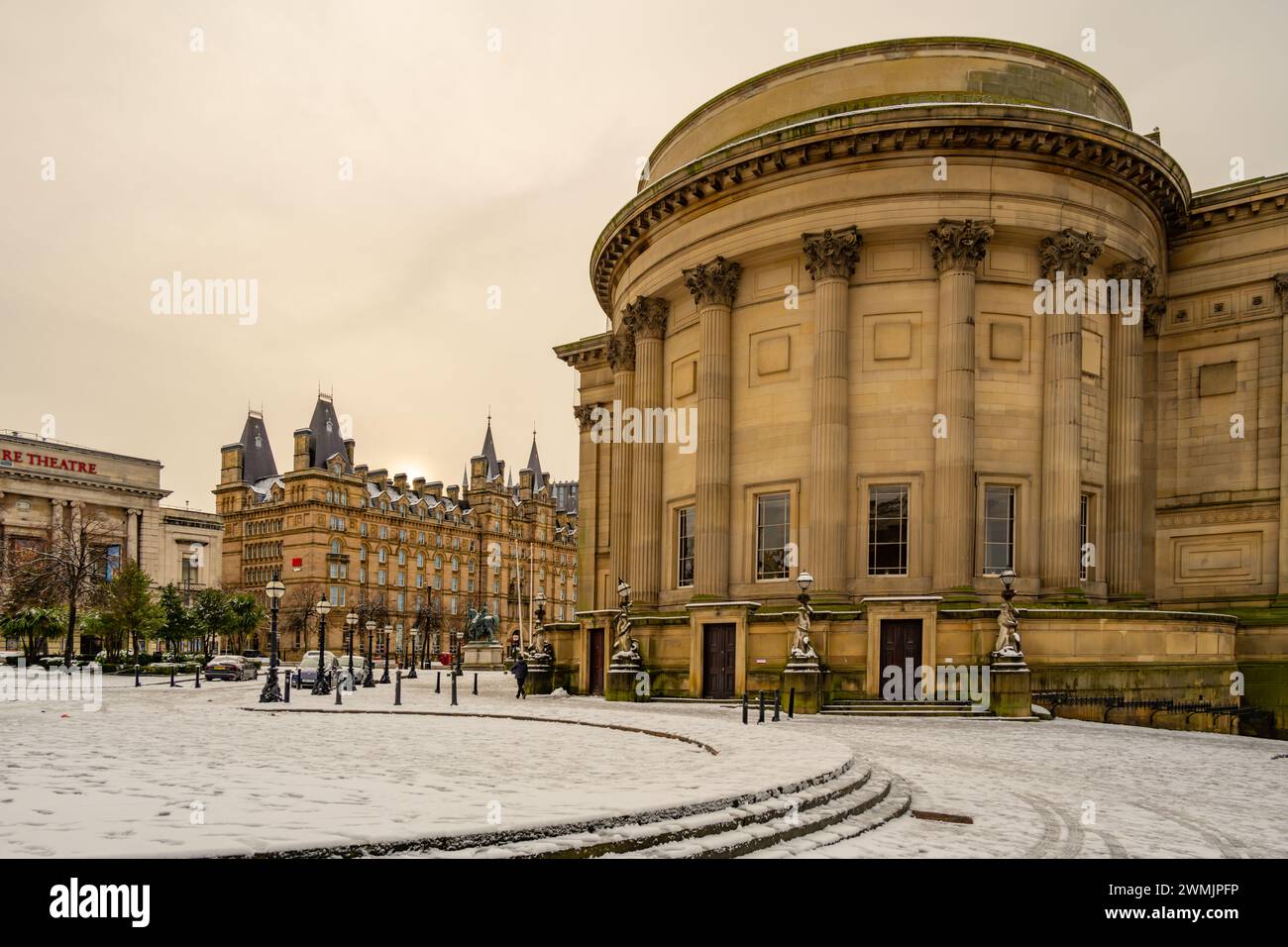 St Georges Hall Liverpool nella neve Foto Stock