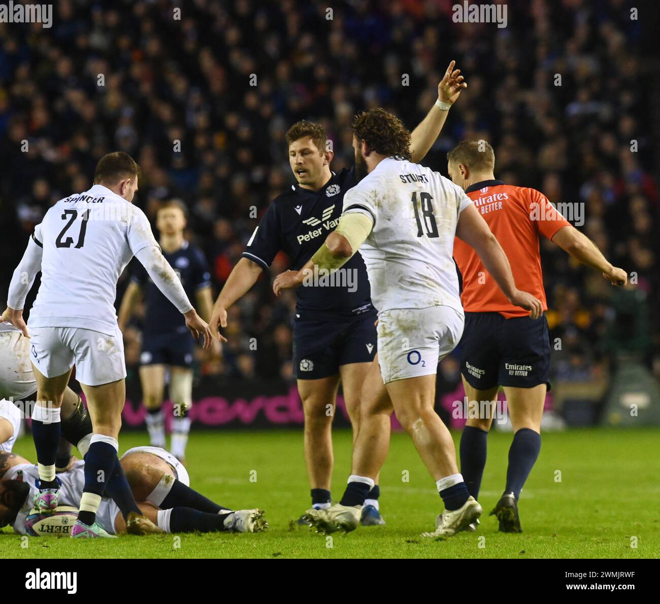 24 febbraio 2024 Scottish gas Murrayfield Stadium. Edinburgh.Scotland.UK.The Mens Guinness Six Nations Match Scozia vs Inghilterra Alec Hepburn di Scotlan Foto Stock
