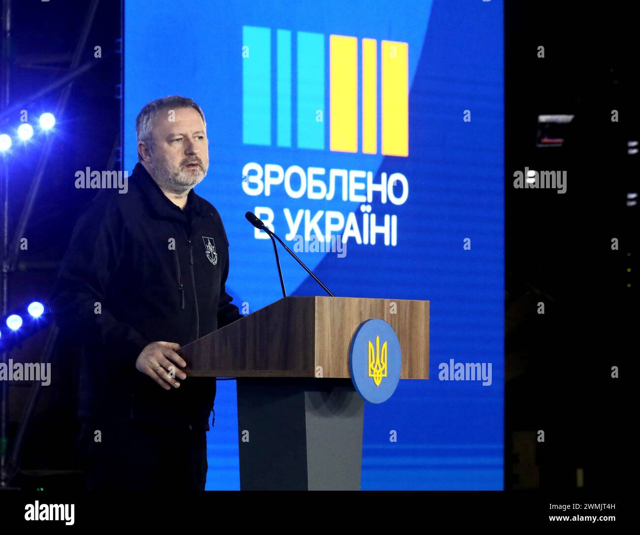 Non esclusivo: KIEV, UCRAINA - 26 FEBBRAIO 2024 - il procuratore generale dell'Ucraina Andriy Kostin tiene un discorso durante il Forum Made in Ukraine in K Foto Stock