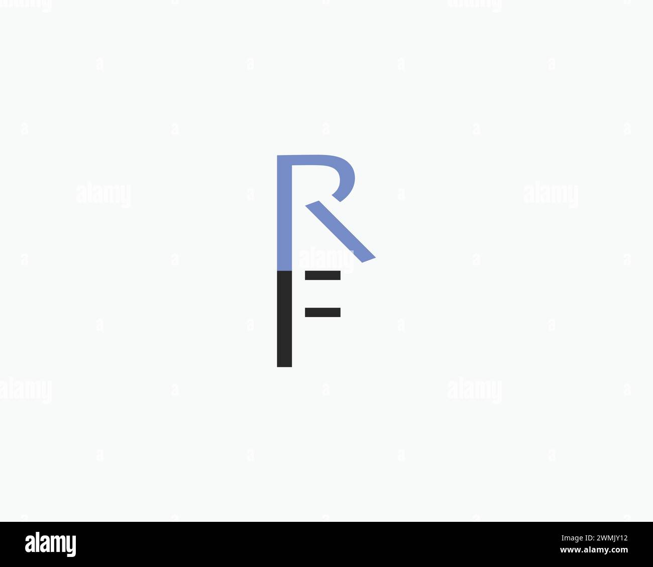 Modello vettoriale di design con lettera fr o logo RF creativa Illustrazione Vettoriale