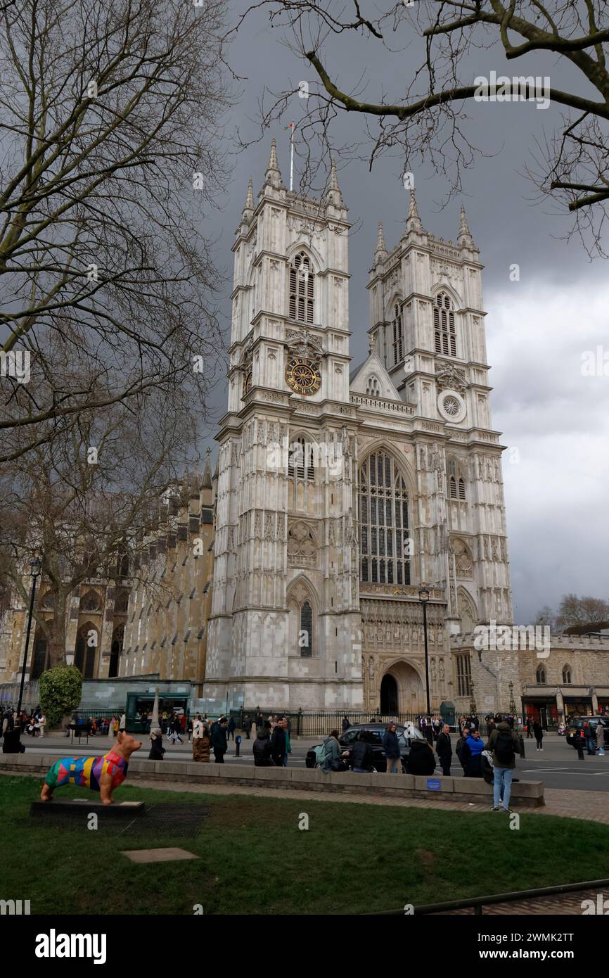 Abbazia di Westminster, formalmente intitolata The Collegiate Church of Saint Peter at Westminster, chiesa anglicana nella città di Westminster, Londra, Inghilterra Foto Stock