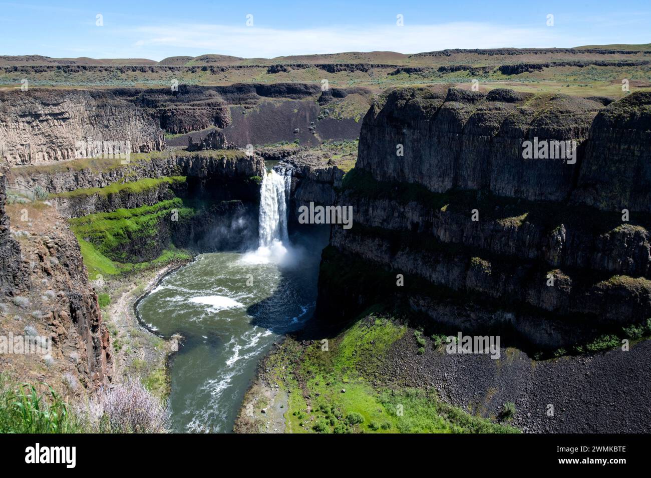 Vista aerea delle Palouse Falls nel Palouse Falls State Park; Washington, Stati Uniti d'America Foto Stock