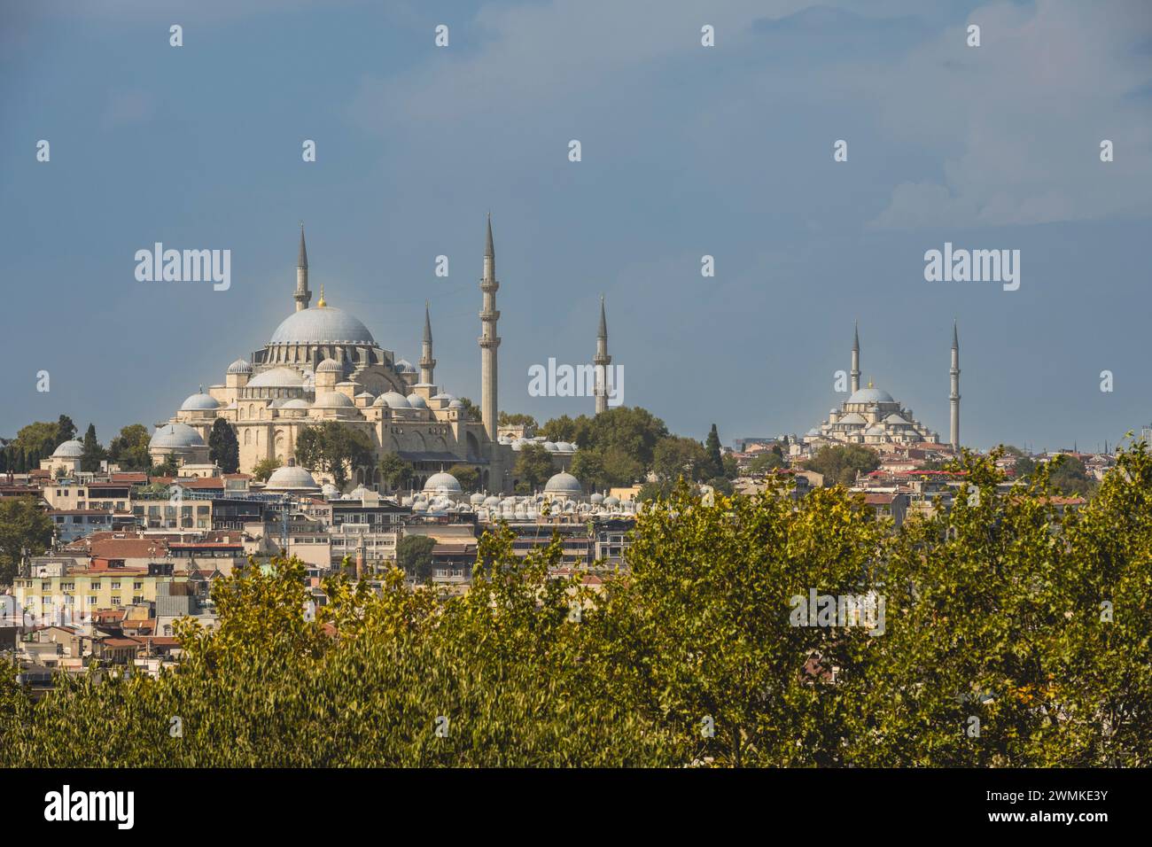 Vista della Moschea di Suleymaniye dal Palazzo Topkapi; Istanbul, Turchia Foto Stock
