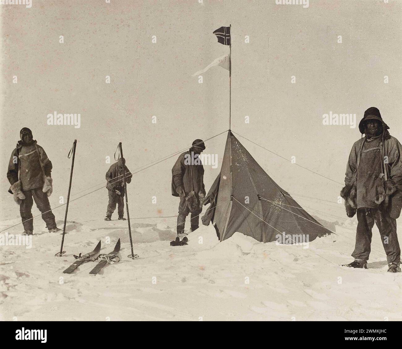 'Silvicato. La tenda di Amundsen al Polo, di Henry Robertson Bowers. La spedizione di Scott arriva a pole per scoprire che Roald Amundsen era già stato lì. Esplorazione antartica, gennaio 1912 Foto Stock