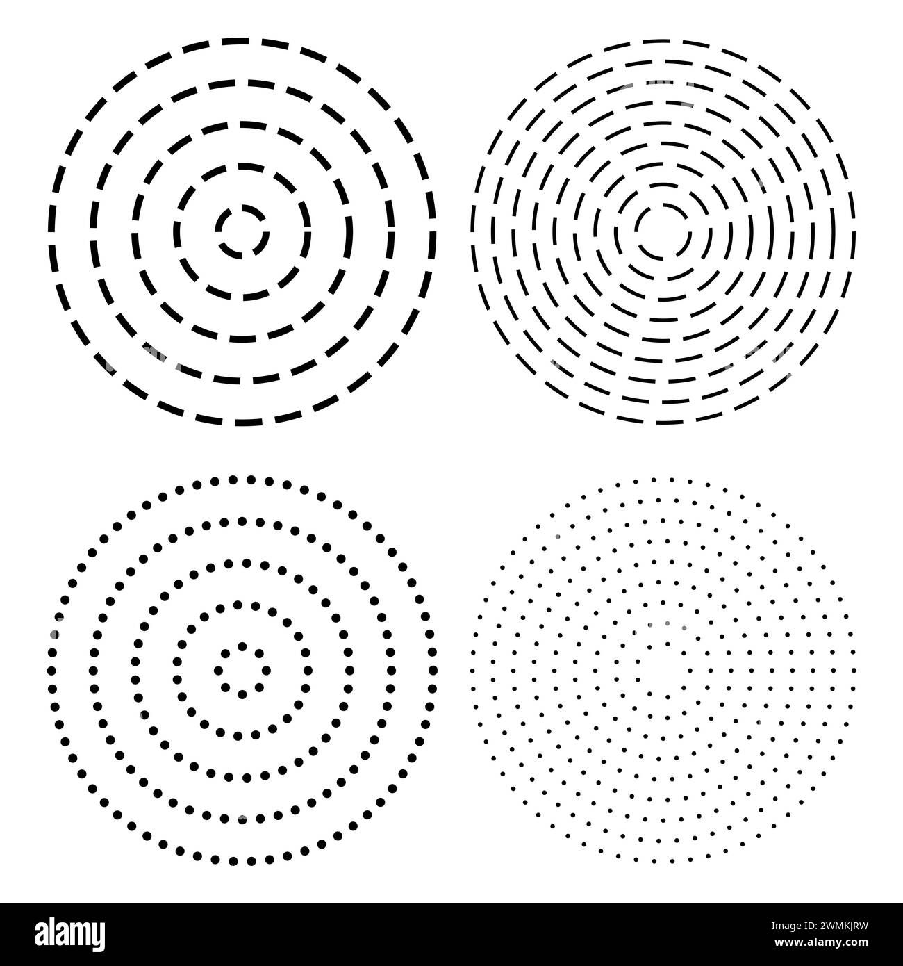 Vettore icona cerchio concentrico tratteggiato. Illustrazione Vettoriale