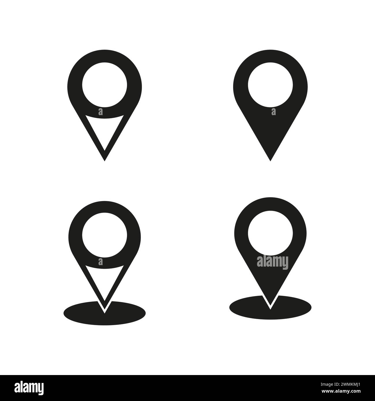 Icone dei pin di posizione. Marcatori di navigazione. Illustrazione vettoriale. EPS 10. Illustrazione Vettoriale