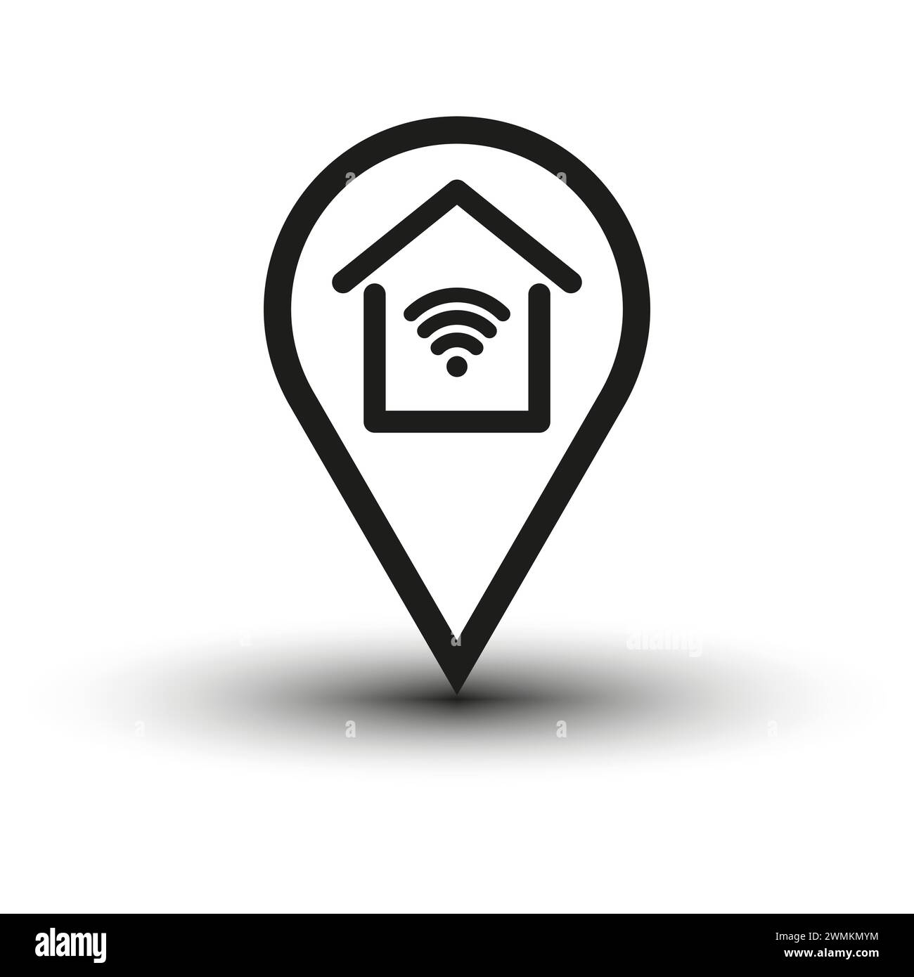 Pin Smart Home, simbolo wireless. Icona di accesso remoto alla casa. Illustrazione vettoriale. EPS 10. Illustrazione Vettoriale