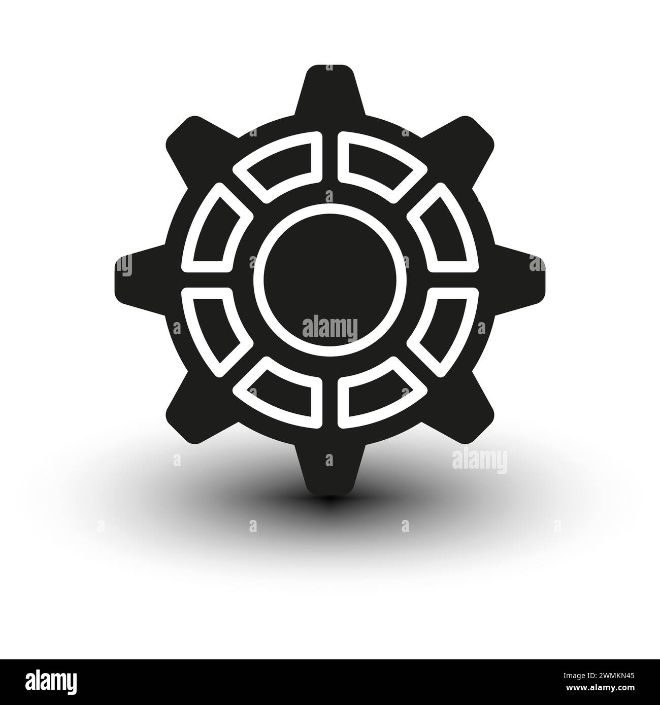 Simbolo ingranaggio, design meccanico. Icona della tecnologia industriale. Illustrazione vettoriale. EPS 10. Illustrazione Vettoriale