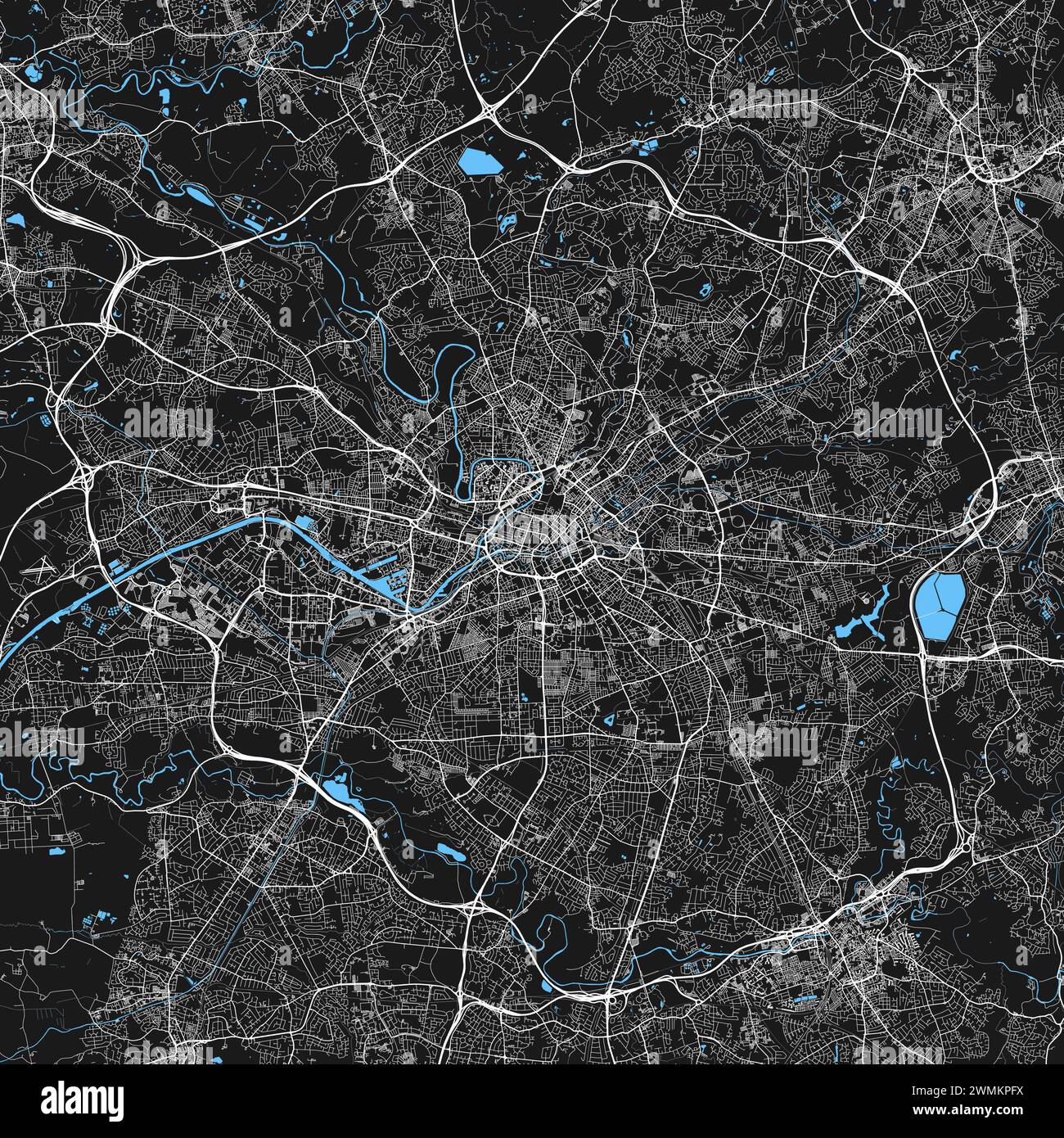 Mappa della città di Manchester Regno Unito Illustrazione Vettoriale