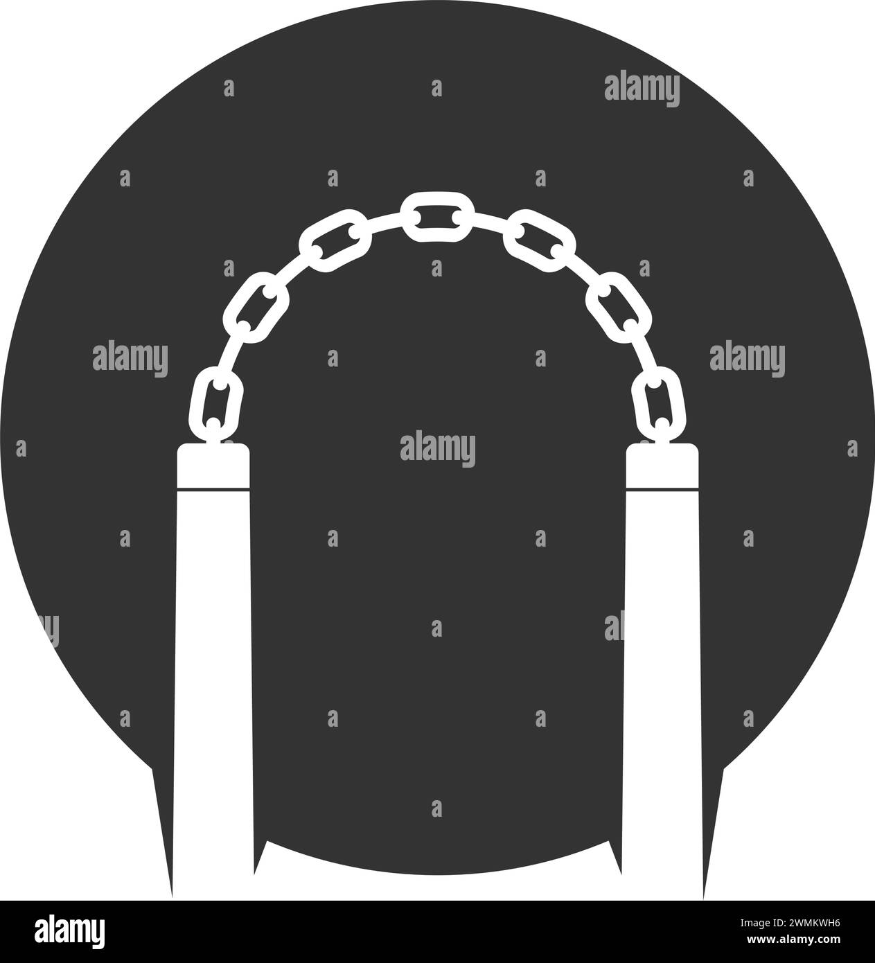 Icona nunchaku illustrazione vettoriale disegno del simbolo Illustrazione Vettoriale