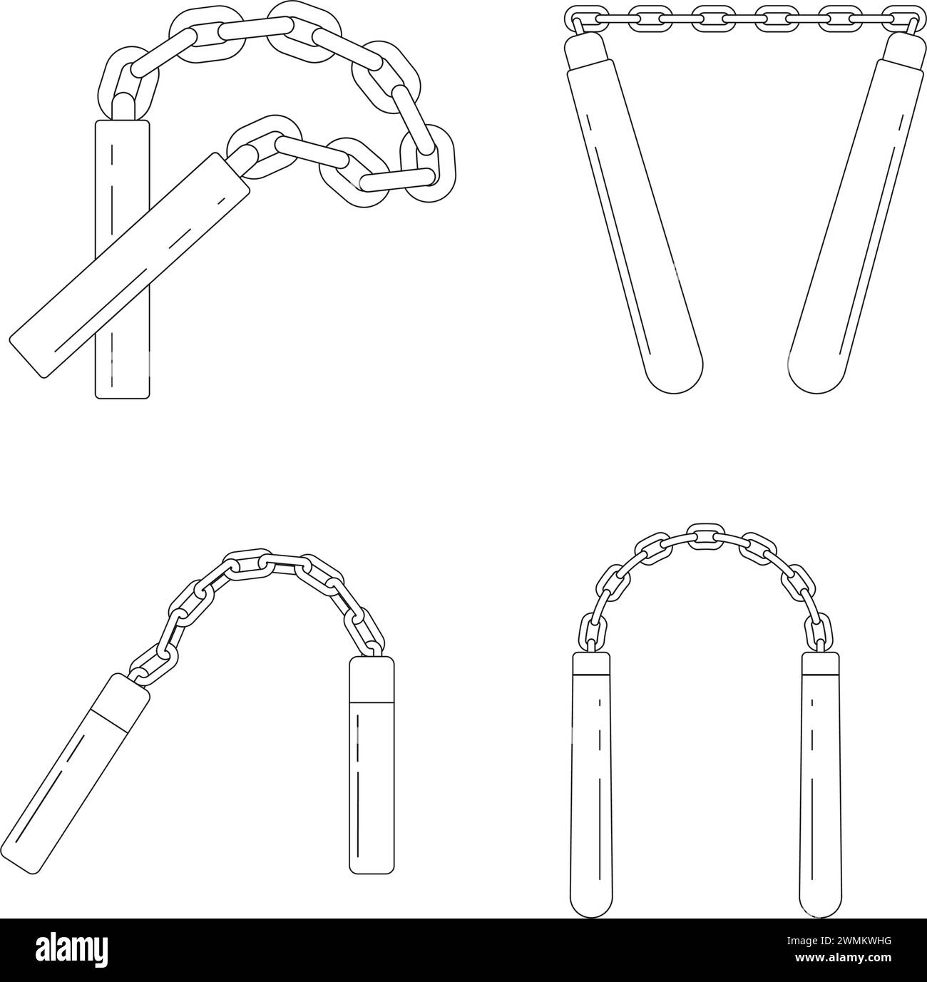 Icona nunchaku illustrazione vettoriale disegno del simbolo Illustrazione Vettoriale
