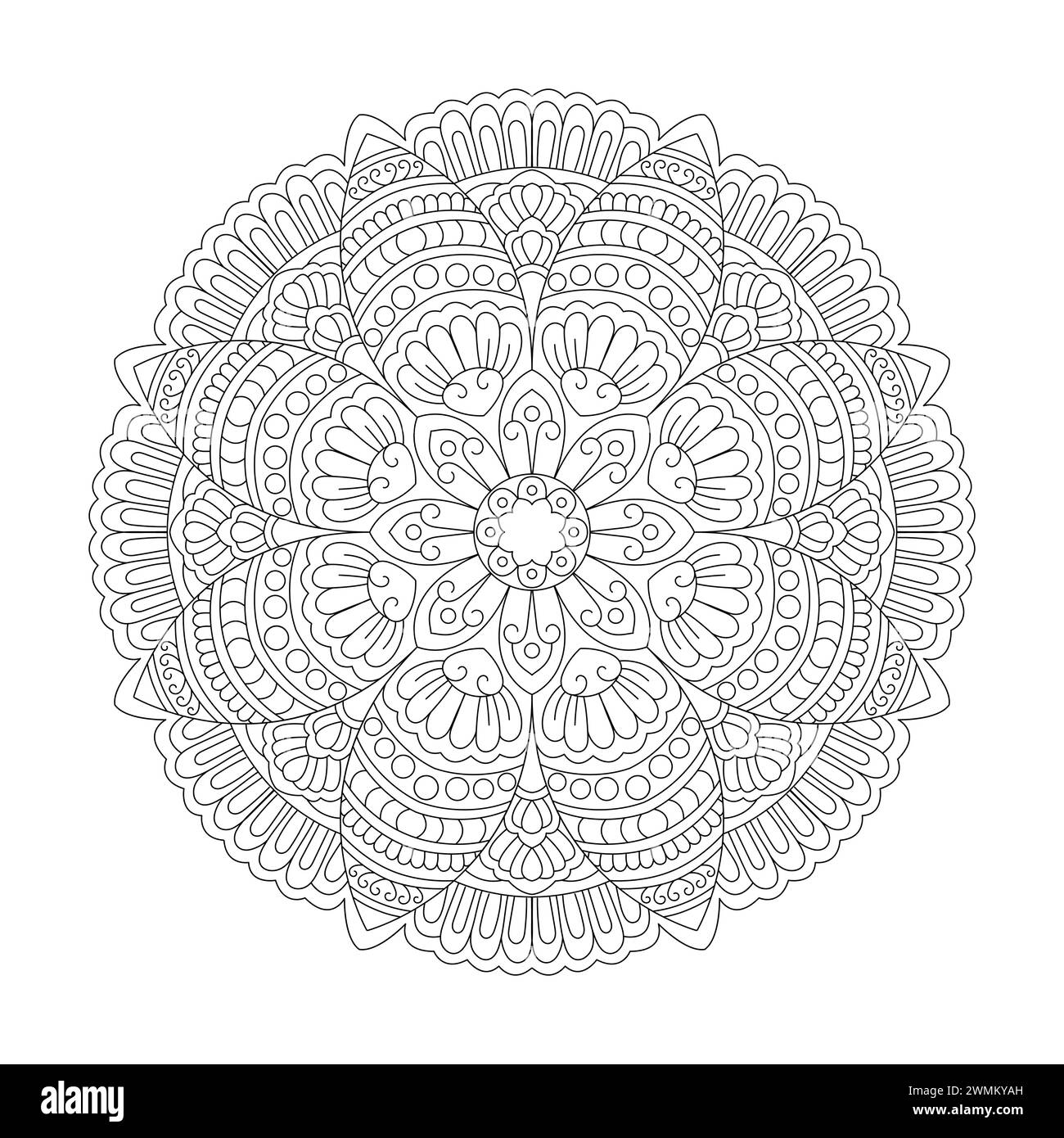 Motivo floreale arabesco di colore mandala ornamentale per pagina libro da colorare, file vettoriale Illustrazione Vettoriale