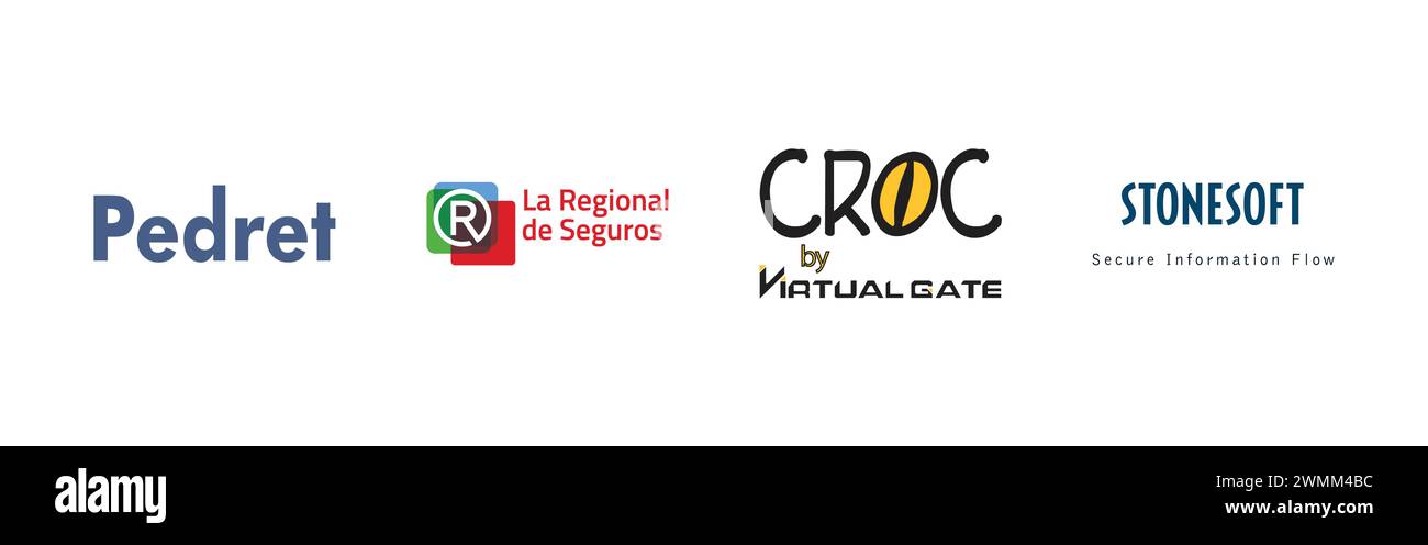 La Regional De Seguros, Pedret, Stonesoft Corporation, CROC. Collezione di logo vettoriali editoriali. Illustrazione Vettoriale