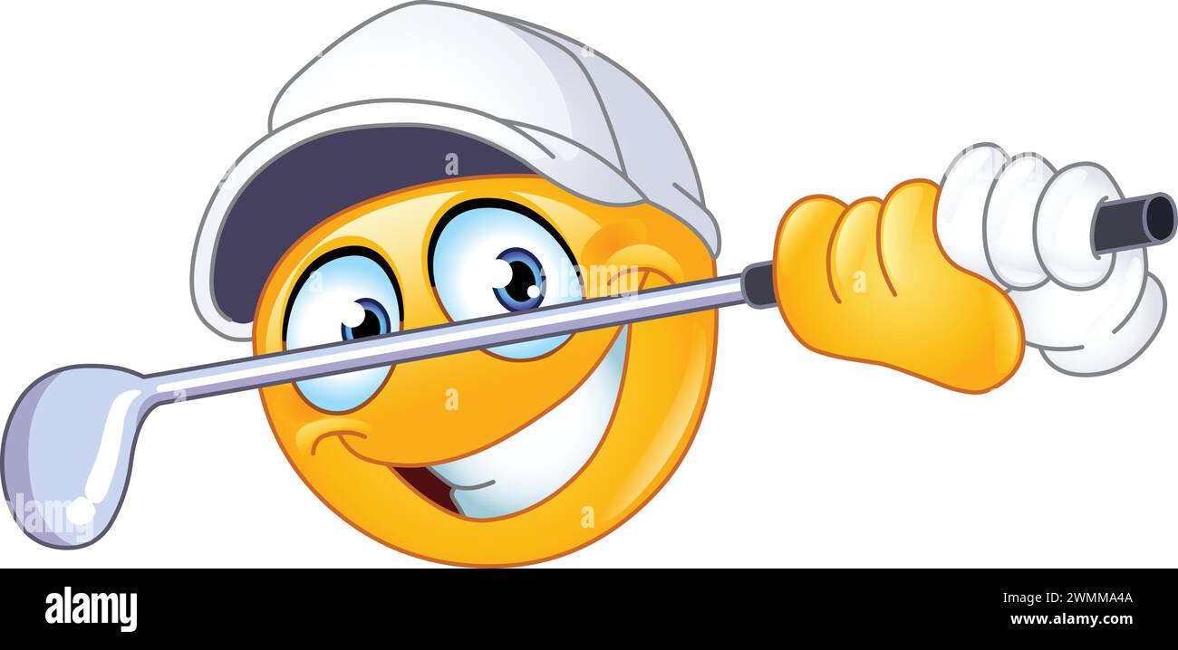 Emoticon del giocatore di golf con il club che scatta un colpo Illustrazione Vettoriale