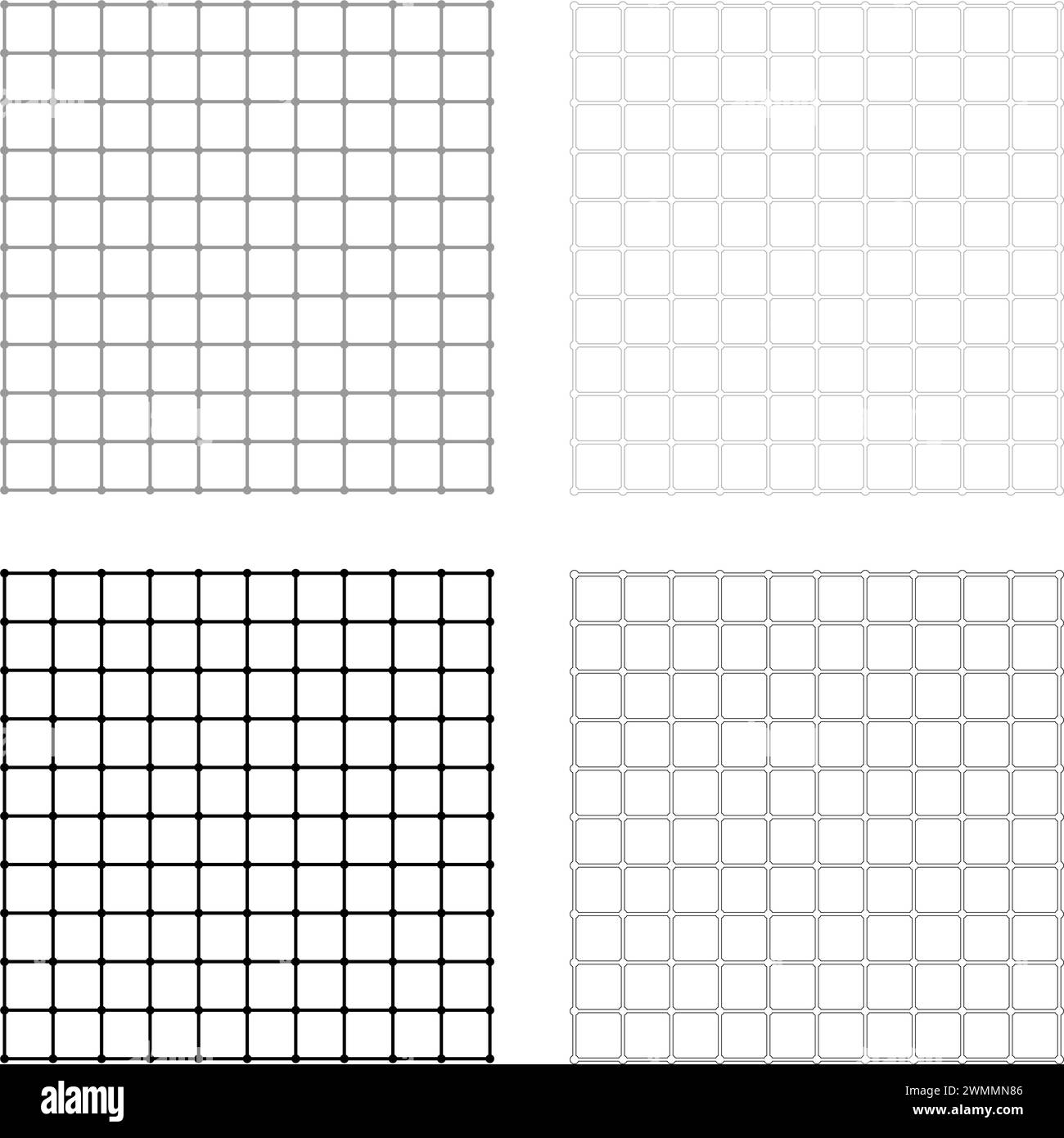 Icona del set a scacchi con griglia quadrata, grigio, colore nero, immagine grafica vettoriale semplice, riempimento continuo, linea di contorno sottile e piatta Illustrazione Vettoriale