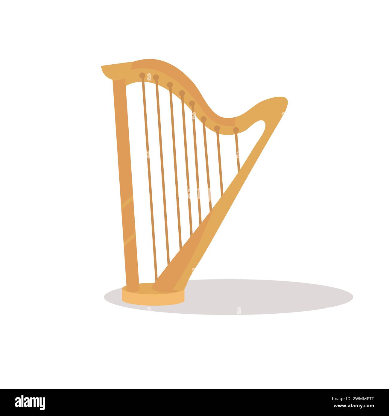 Icona illustrazione grafica logo strumenti musicali design concept simbolo di arpa Illustrazione Vettoriale