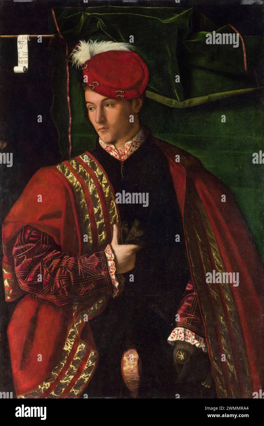 Ludovico Martinengo, ritratto ad olio su legno di Bartolomeo Veneto, 1530 Foto Stock
