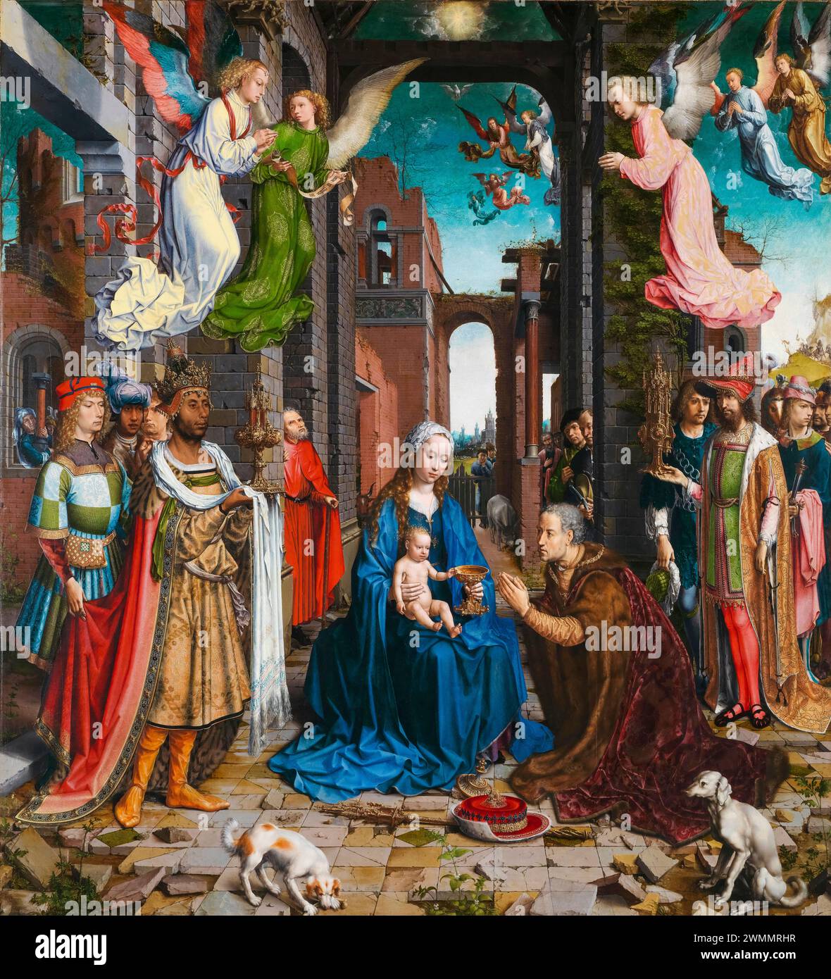 Jan Gossaert, l'Adorazione dei Re, pittura ad olio su quercia, 1510-1515 Foto Stock