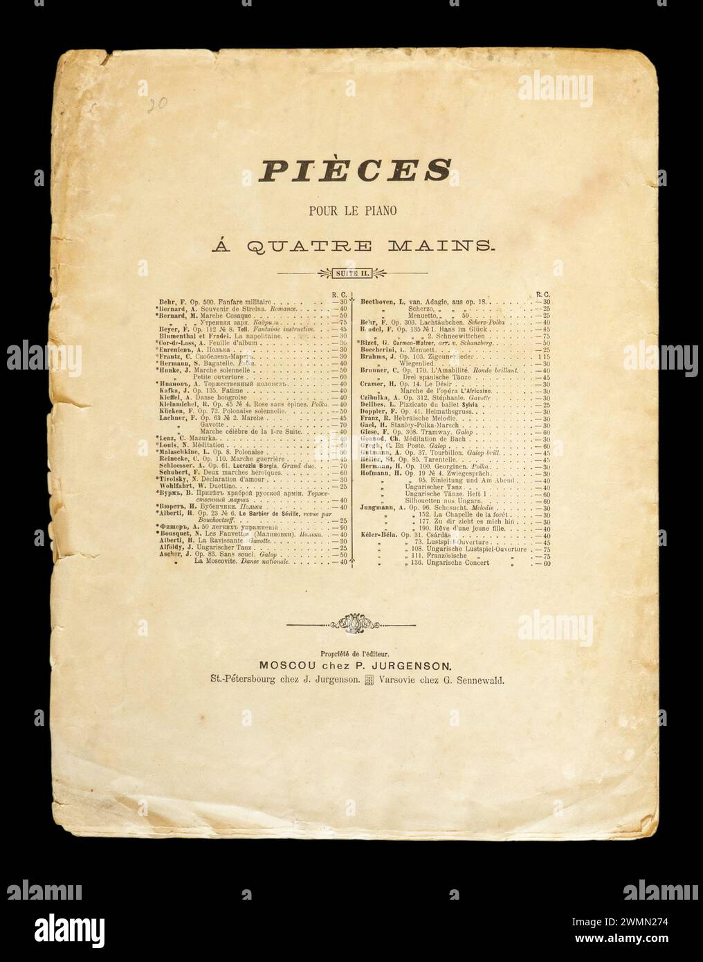 Spartiti "la Serenade" del compositore Franz Schubert. Foto Stock