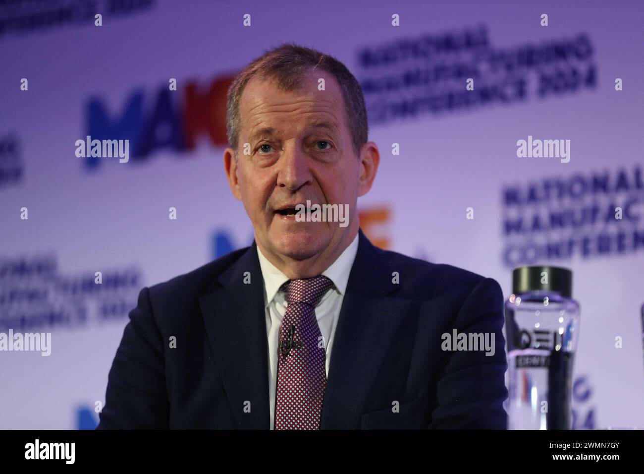 Londra, Regno Unito. 27 febbraio 2024. Alastair Campbell si rivolge alla Make UK National Manufacturing Conference 2024. Crediti: Uwe Deffner/Alamy Live News Foto Stock