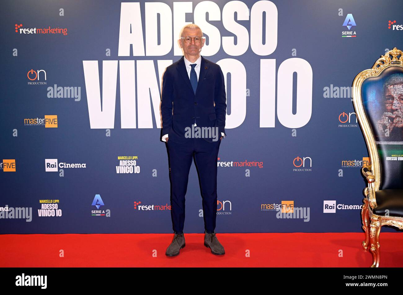 Fabrizio Ravanelli bei der Premiere des Dokumentarfilms 'Adesso vinco io - Marcello Lippi' im Space Cinema moderno. ROM, 26.02.2024 Foto Stock