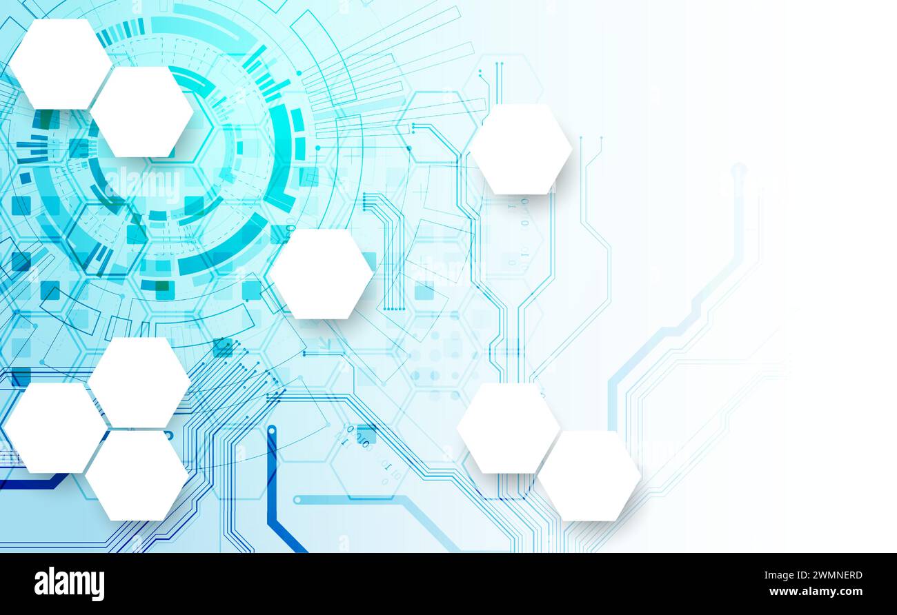 Concetto di CPU. Circuito stampato. Background astratto della tecnologia. Vettore disegnato a mano. Illustrazione Vettoriale