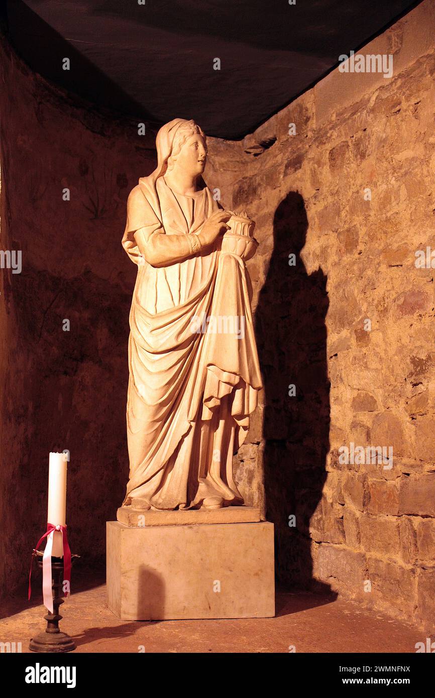 Scultura nella Chiesa di Santa Reparata (sotto il Duomo di Firenze) Foto Stock